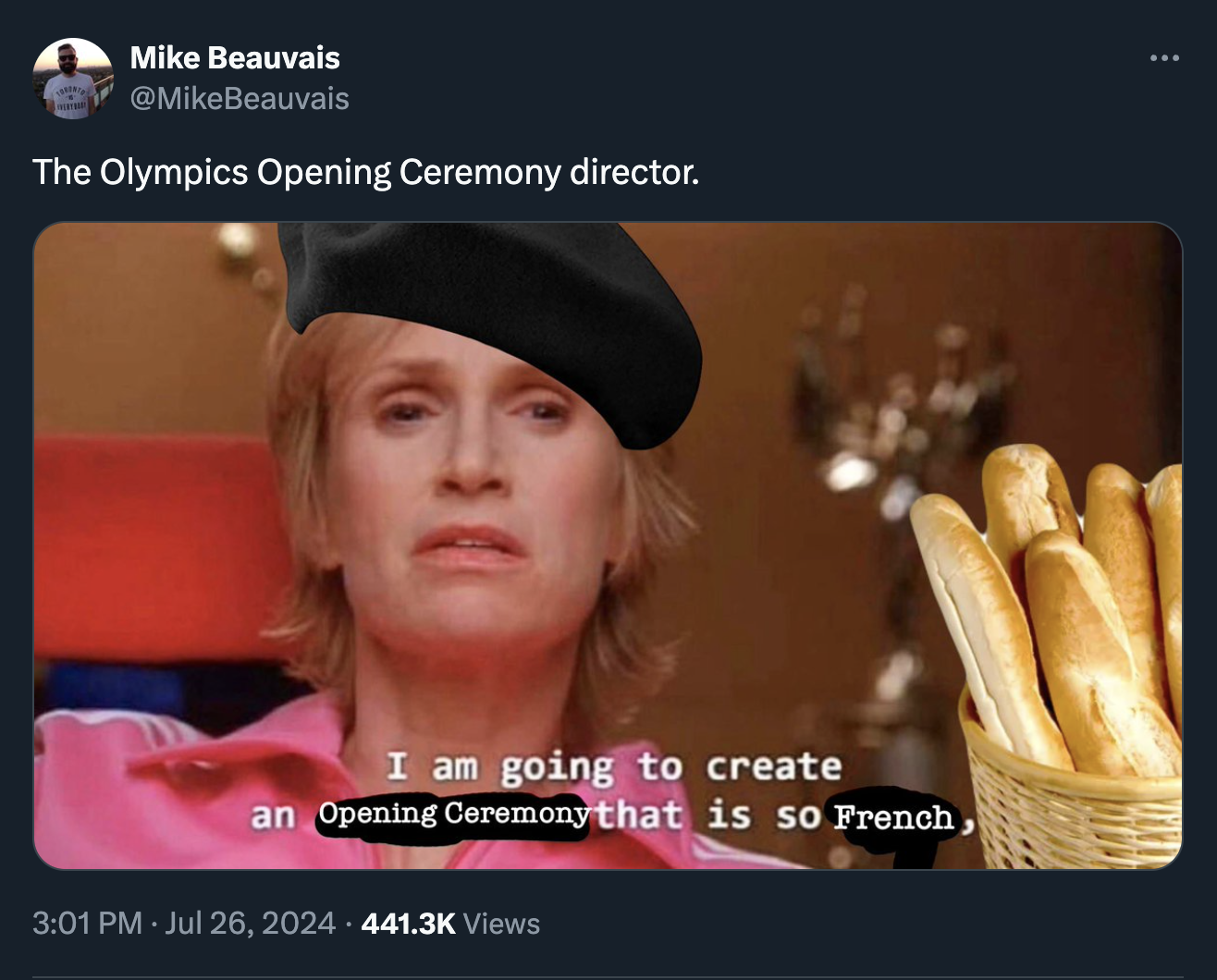 writing first draft meme - Mike Beauvais The Olympics Opening Ceremony director. I am going to create an Opening Ceremony that is so French Views